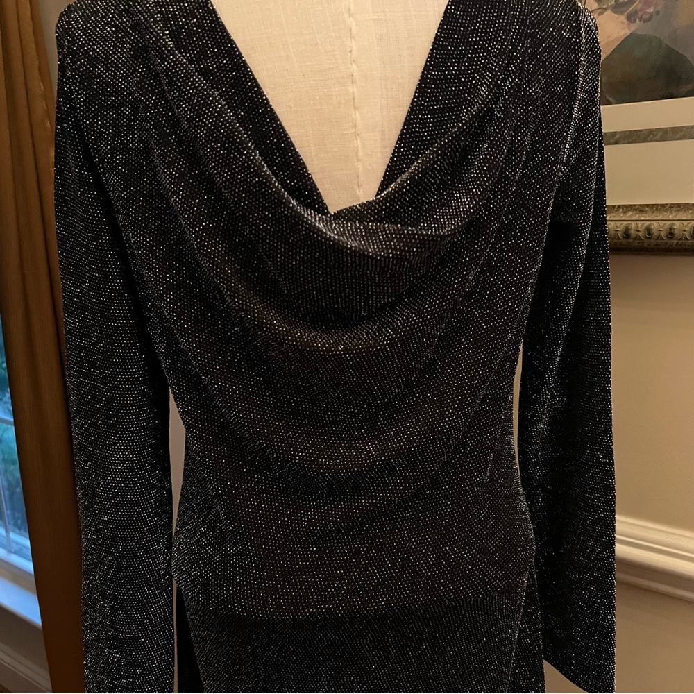 MICHAEL – Michael Kors – L -Black and Silver Drop back Dress